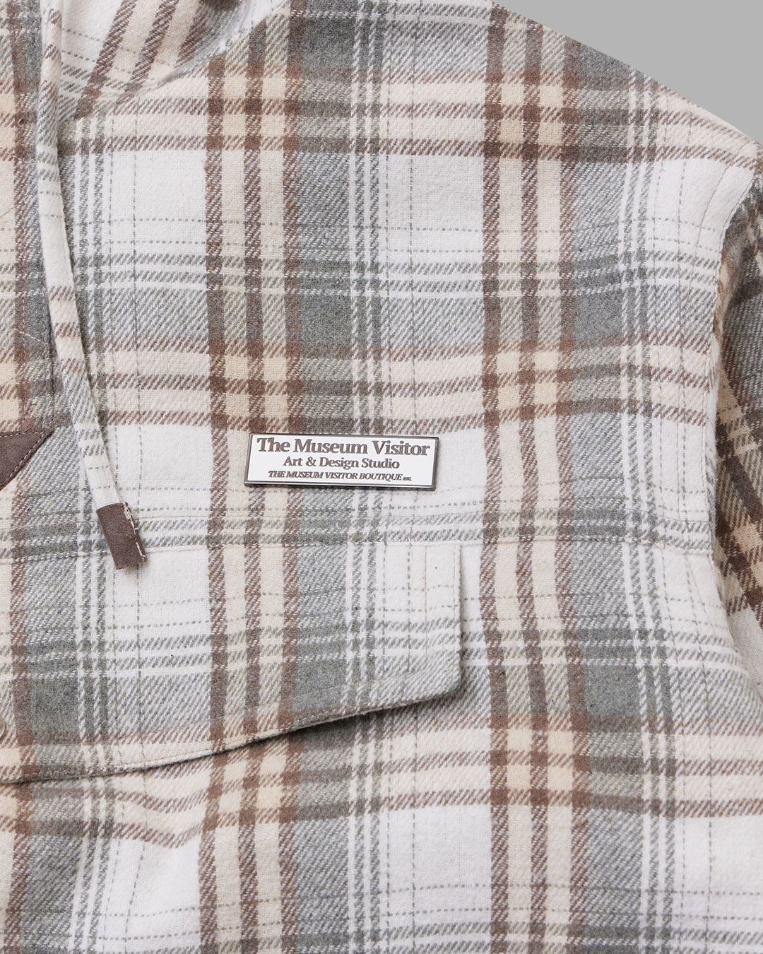 MUSINSA | THEMUSEUMVISITOR LEATHER ELBOW PATCH CHECK ANORAK