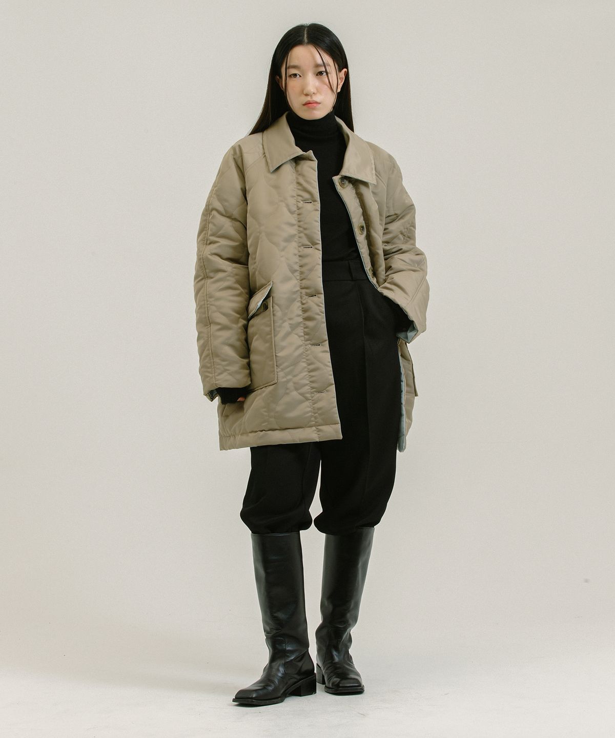 네벨에브리웨어(NEBELEVERYWEAR) 3m Thinsulate Reversible Padding Jacket_Beige+Ice blue