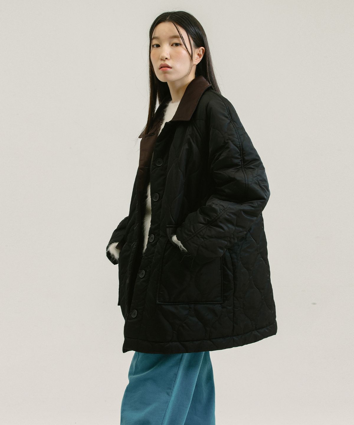 네벨에브리웨어(NEBELEVERYWEAR) 3m Thinsulate Reversible Padding Jacket_Black+Wine brown