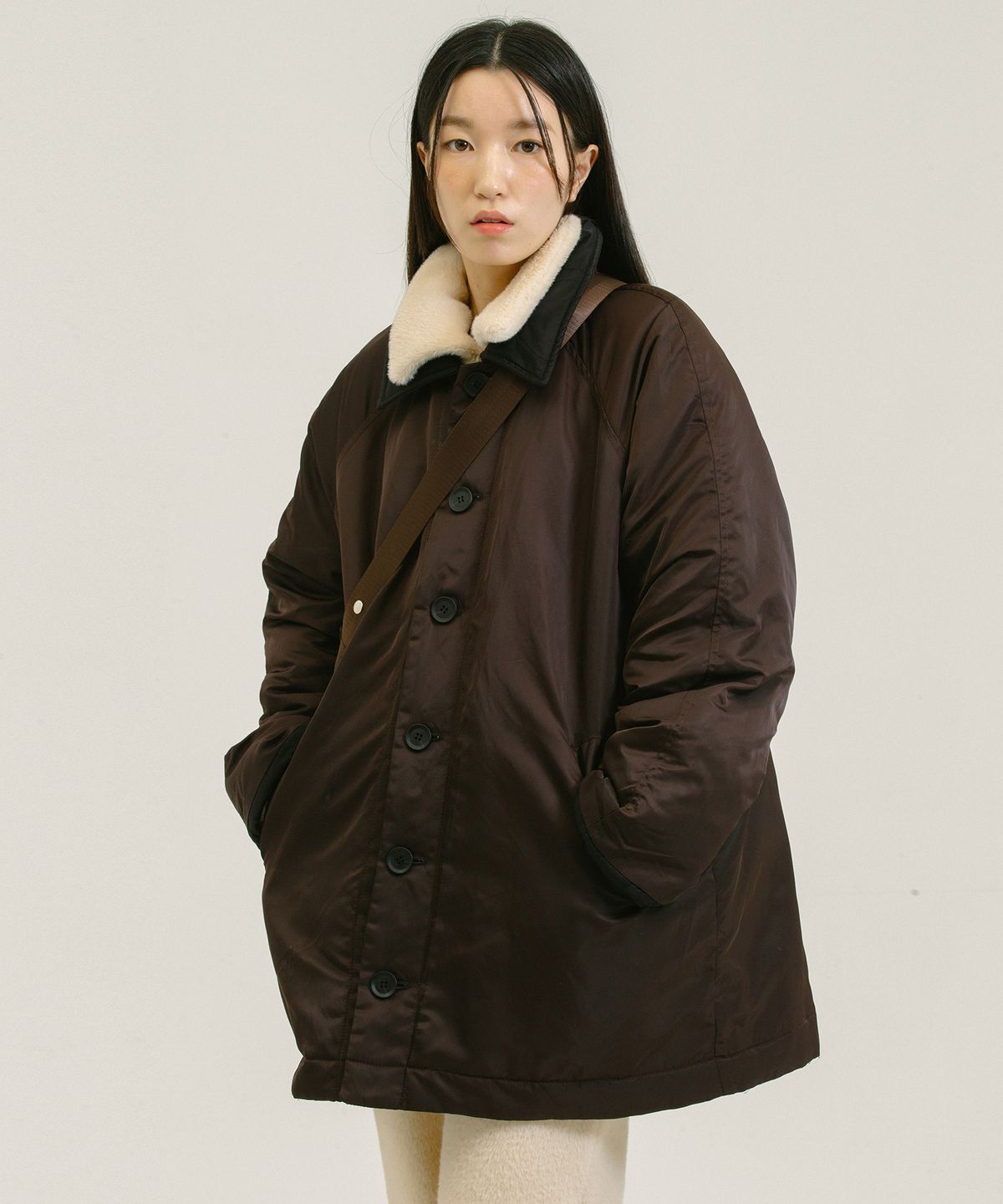 네벨에브리웨어(NEBELEVERYWEAR) 3m Thinsulate Reversible Padding Jacket_Black+Wine brown