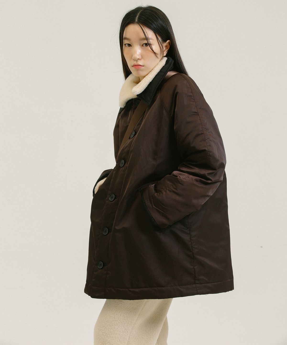 네벨에브리웨어(NEBELEVERYWEAR) 3m Thinsulate Reversible Padding Jacket_Black+Wine brown