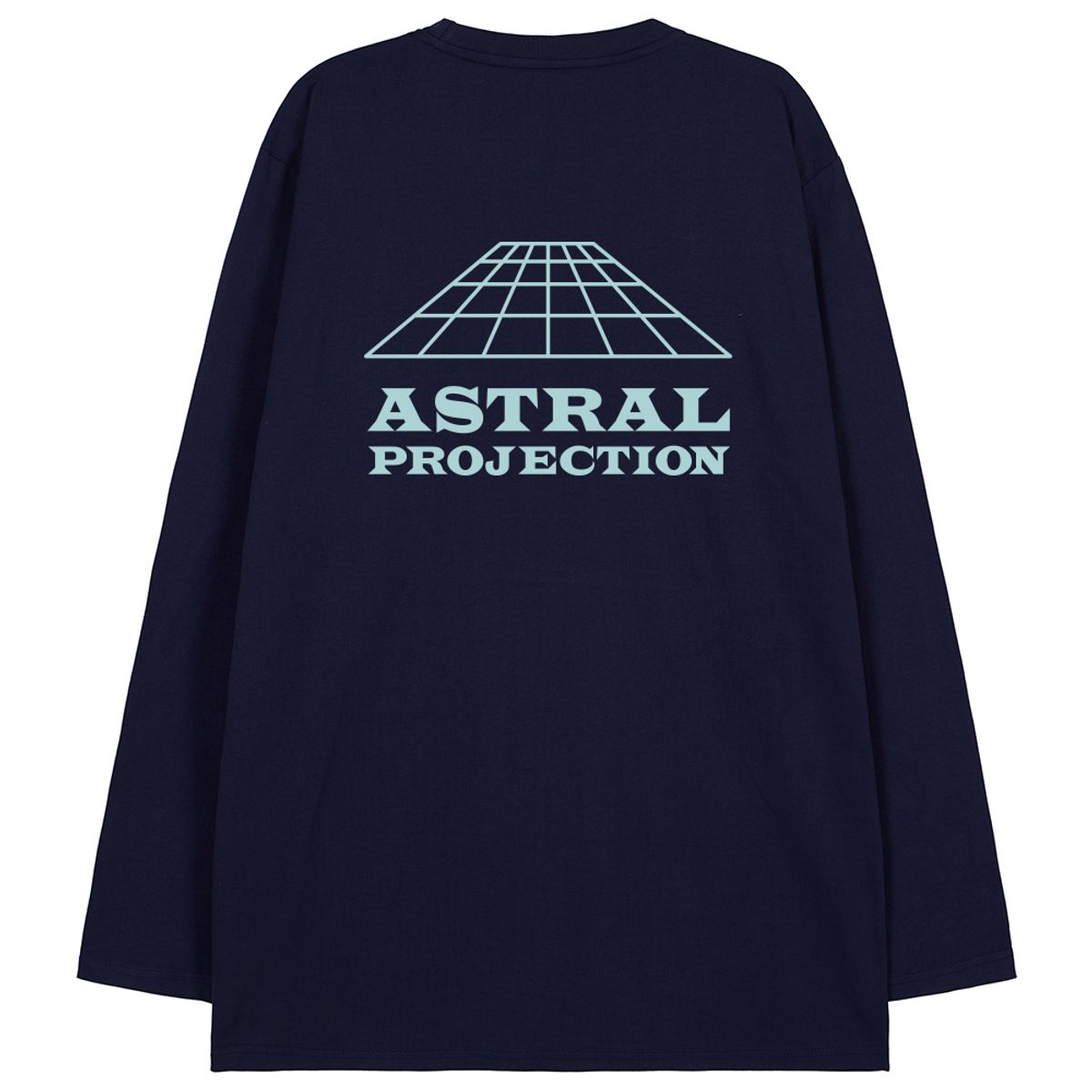 아스트랄 프로젝션(ASTRAL PROJECTION) 시그니처 로고 오버핏 롱 슬리브 티셔츠_네이비