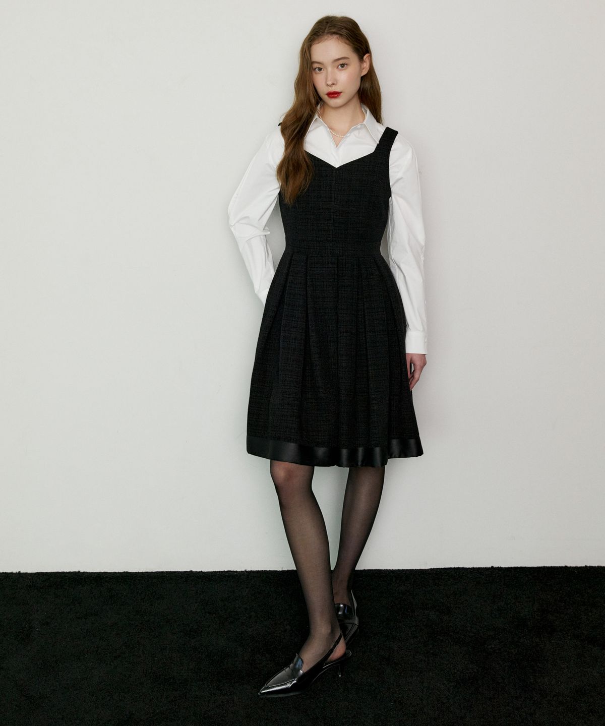 오떼뜨(OCTETTE) BACK RIBBON TWEED OPS_BLACK