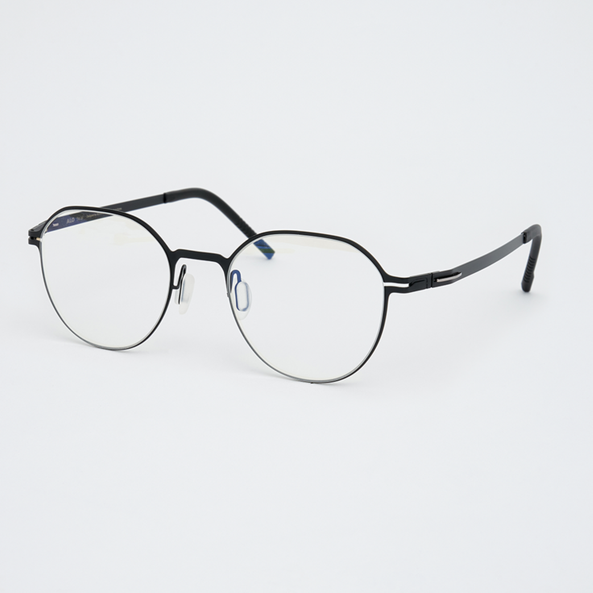 알로아이웨어(ALO EYEWEAR) [The air_flat] AL8305 0909M 초경량 세미오버 판토 라운드 블랙 안경테