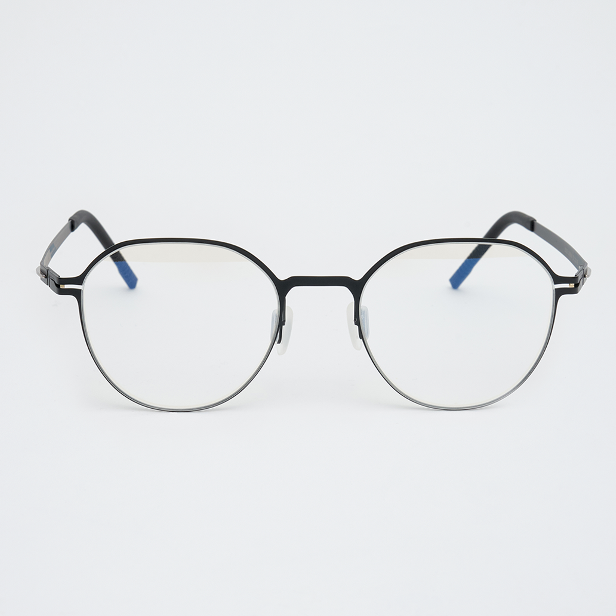 알로아이웨어(ALO EYEWEAR) [The air_flat] AL8305 0909M 초경량 세미오버 판토 라운드 블랙 안경테