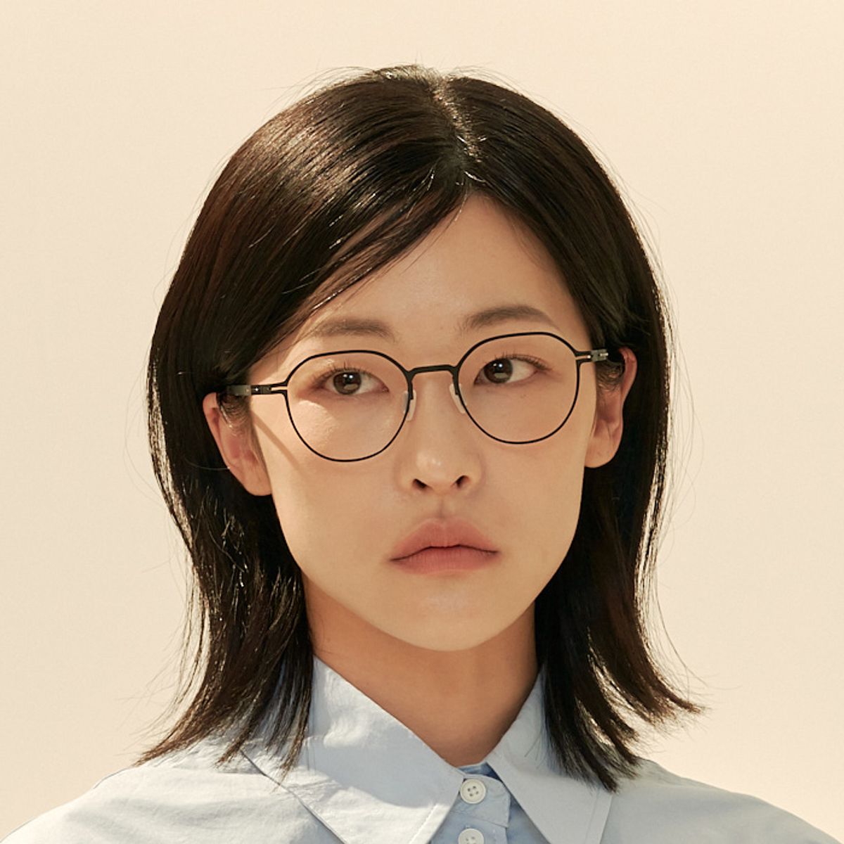 알로아이웨어(ALO EYEWEAR) [The air_flat] AL8305 0909M 초경량 세미오버 판토 라운드 블랙 안경테