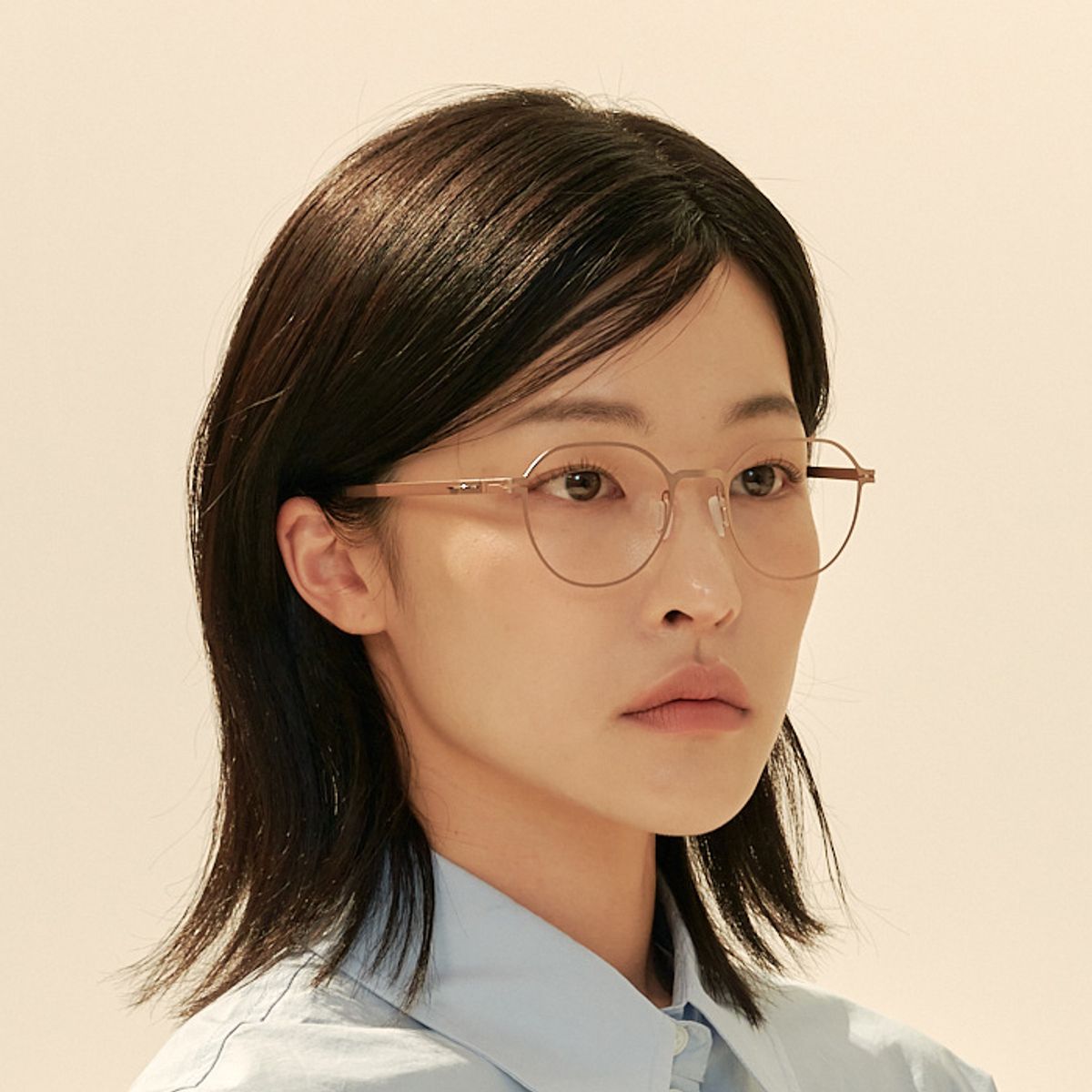 알로아이웨어(ALO EYEWEAR) [The air_flat] AL8305 1414M 초경량 세미오버 판토 라운드 골드 안경테