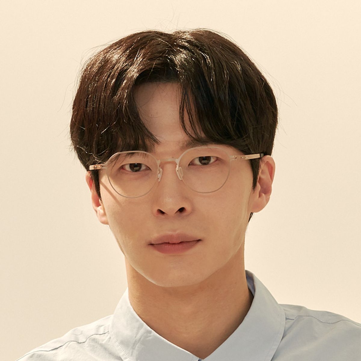 알로아이웨어(ALO EYEWEAR) [The air_flat] AL8305 1414M 초경량 세미오버 판토 라운드 골드 안경테