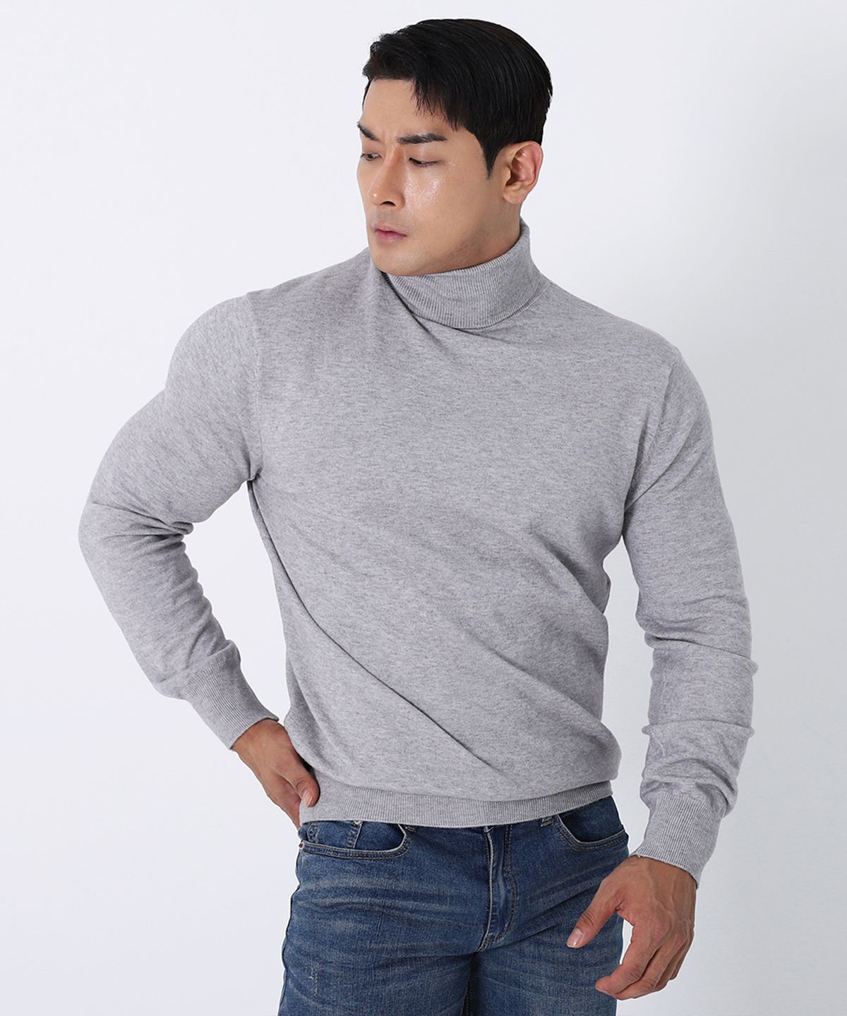 보스트핏(BOASTFIT) 2pack 부드러운 머슬핏 목폴라 긴팔 니트