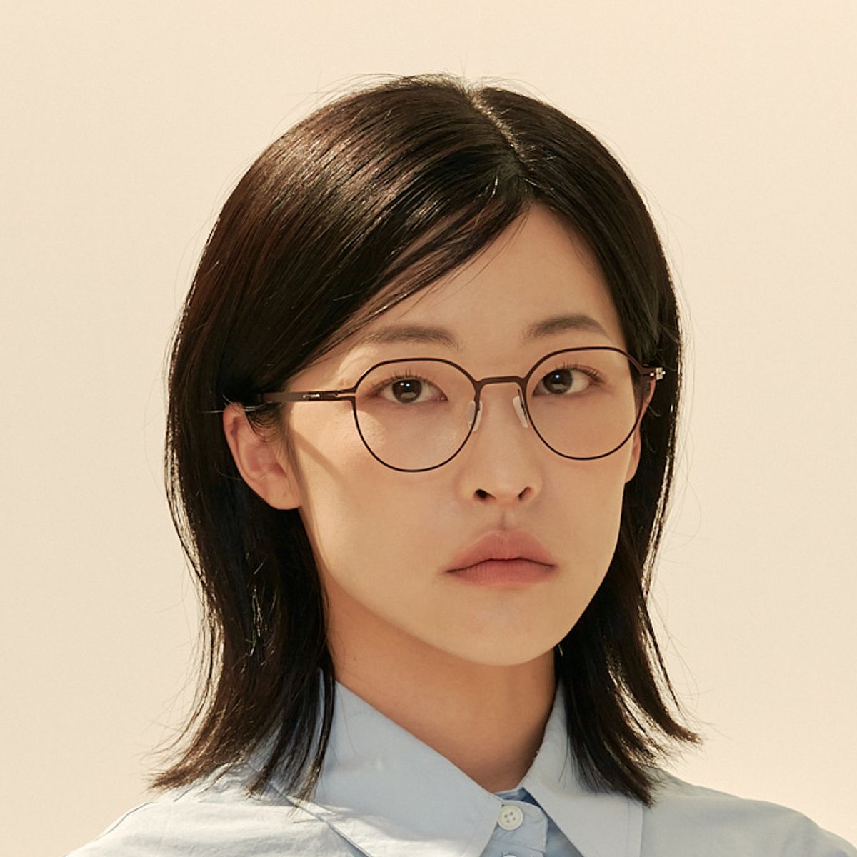 알로아이웨어(ALO EYEWEAR) [The air_flat] AL8305 1616M 초경량 세미오버 판토 라운드 브라운 안경테