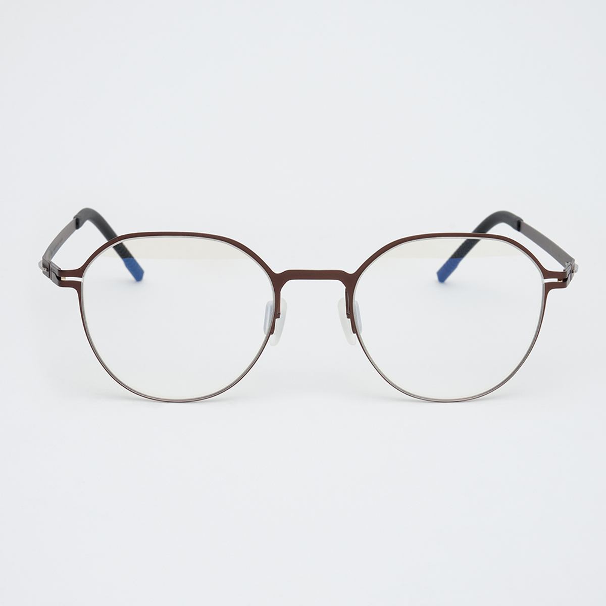 알로아이웨어(ALO EYEWEAR) [The air_flat] AL8305 1616M 초경량 세미오버 판토 라운드 브라운 안경테