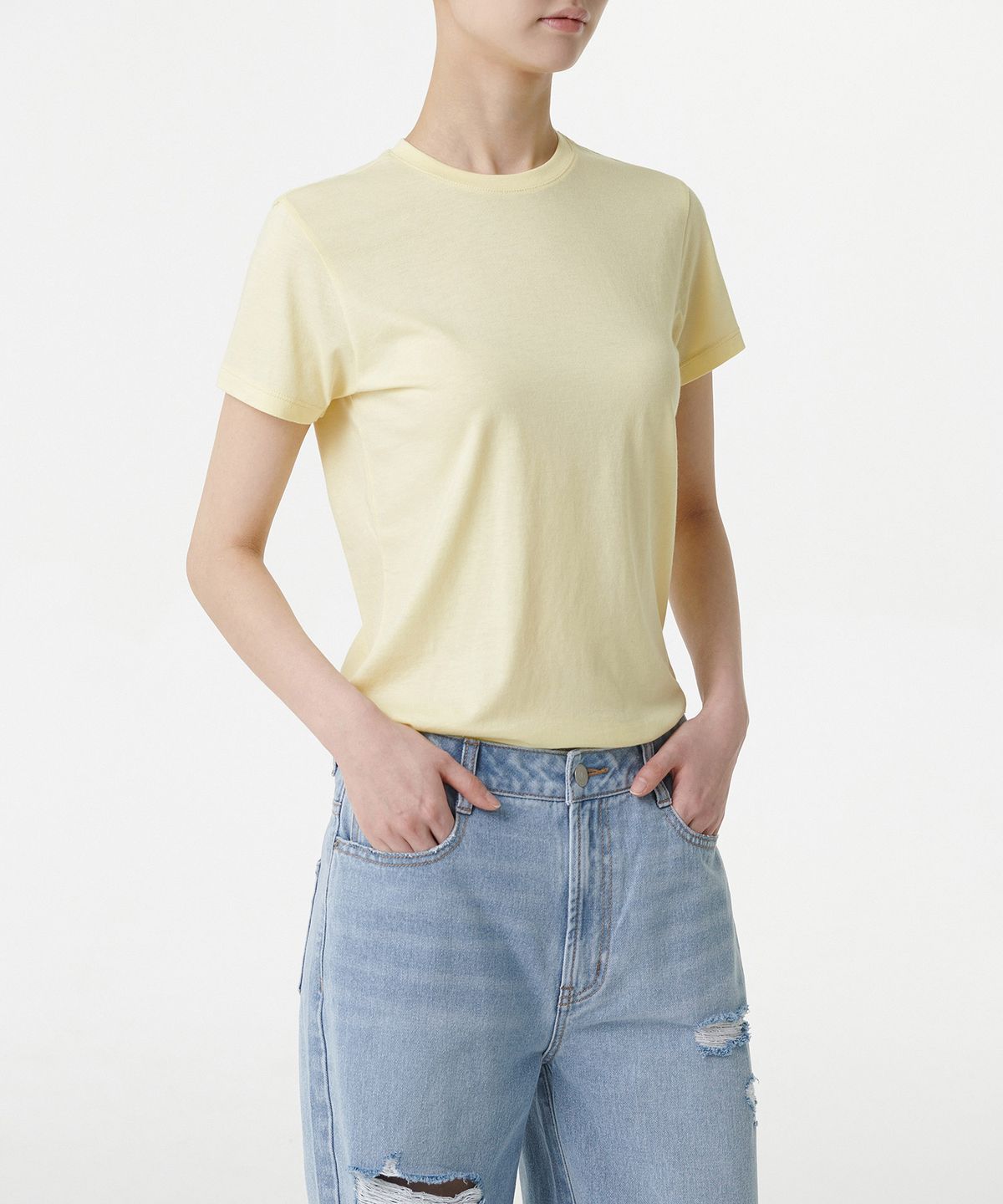 무신사 스탠다드 우먼(MUSINSA STANDARD WOMAN) 우먼즈 모달 블렌드 베이식 크루 넥 티셔츠 [레몬]