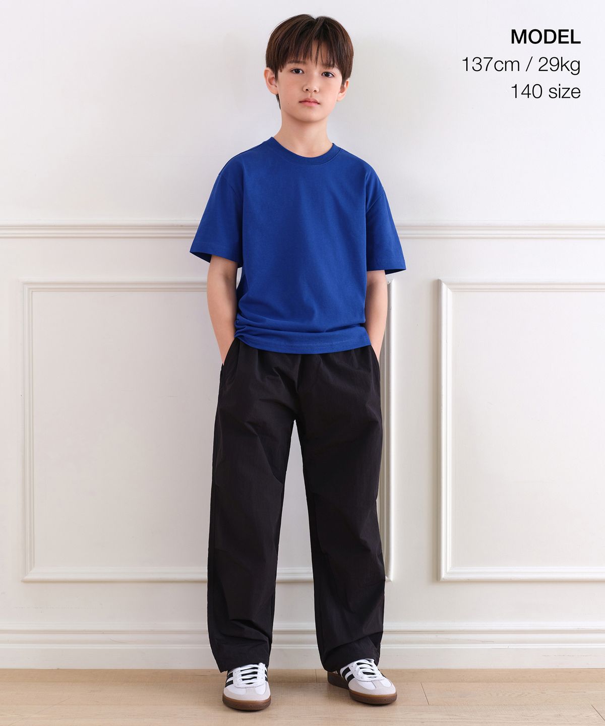 무신사 스탠다드 키즈(MUSINSA STANDARD KIDS) 나일론 밴딩 파라슈트 팬츠 [블랙]
