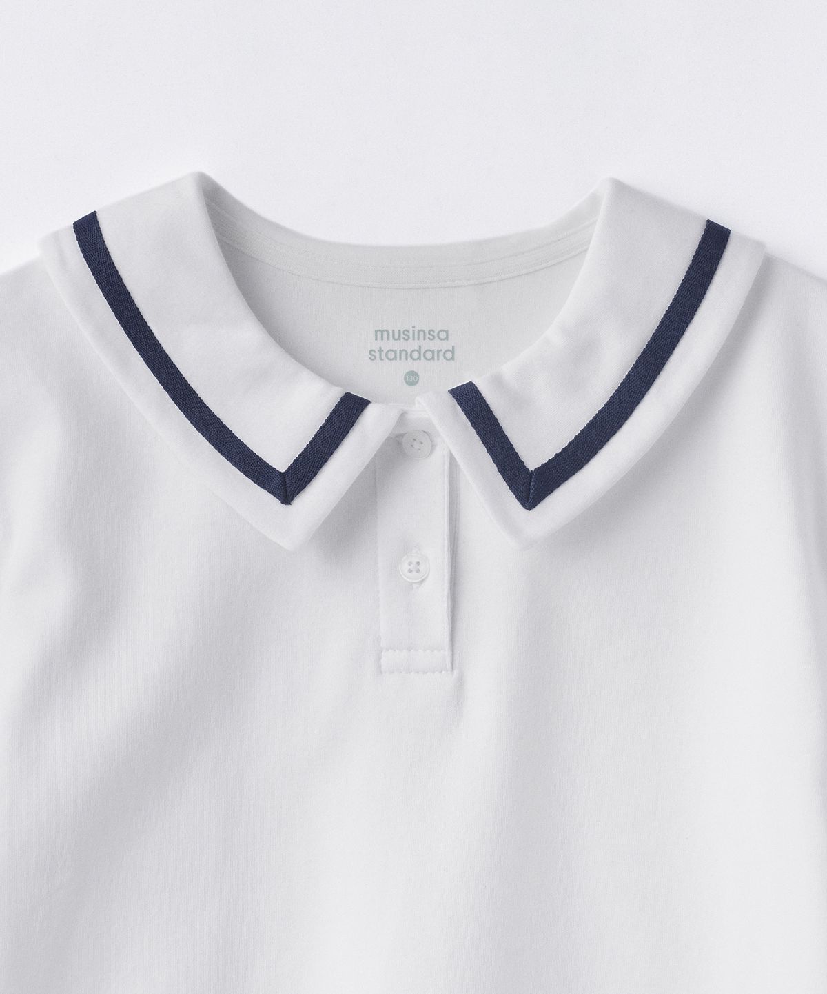 무신사 스탠다드 키즈(MUSINSA STANDARD KIDS) 세일러 칼라 티셔츠 [화이트]