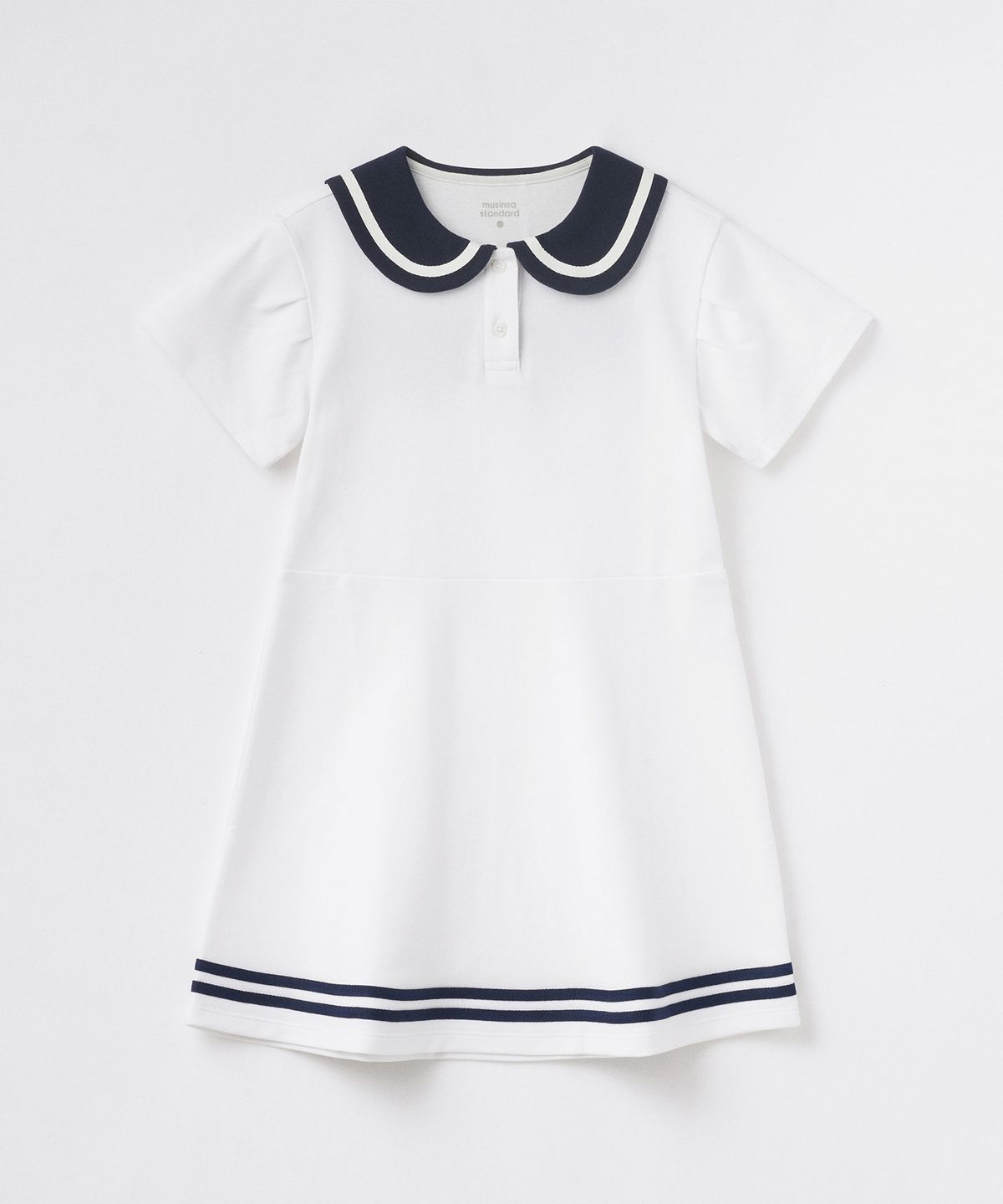 무신사 스탠다드 키즈(MUSINSA STANDARD KIDS) 세일러 저지 드레스 [화이트]