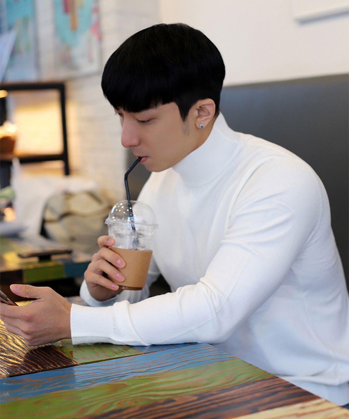 보스트핏(BOASTFIT) 2pack 부드러운 머슬핏 반폴라넥 긴팔 니트
