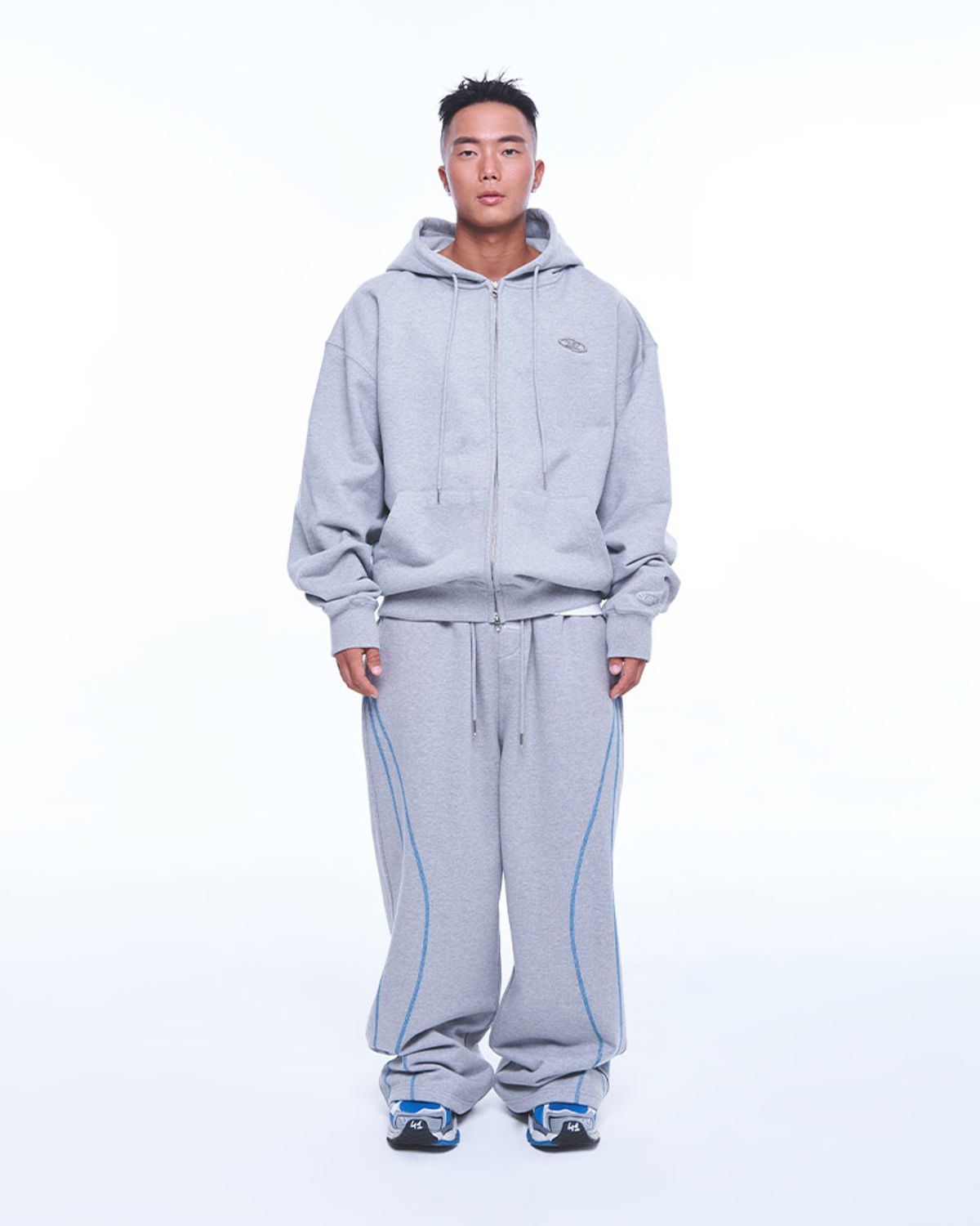 본투윈(BORN TO WIN) STITCH LINE WIDE PANTS [MELANGE GREY]
