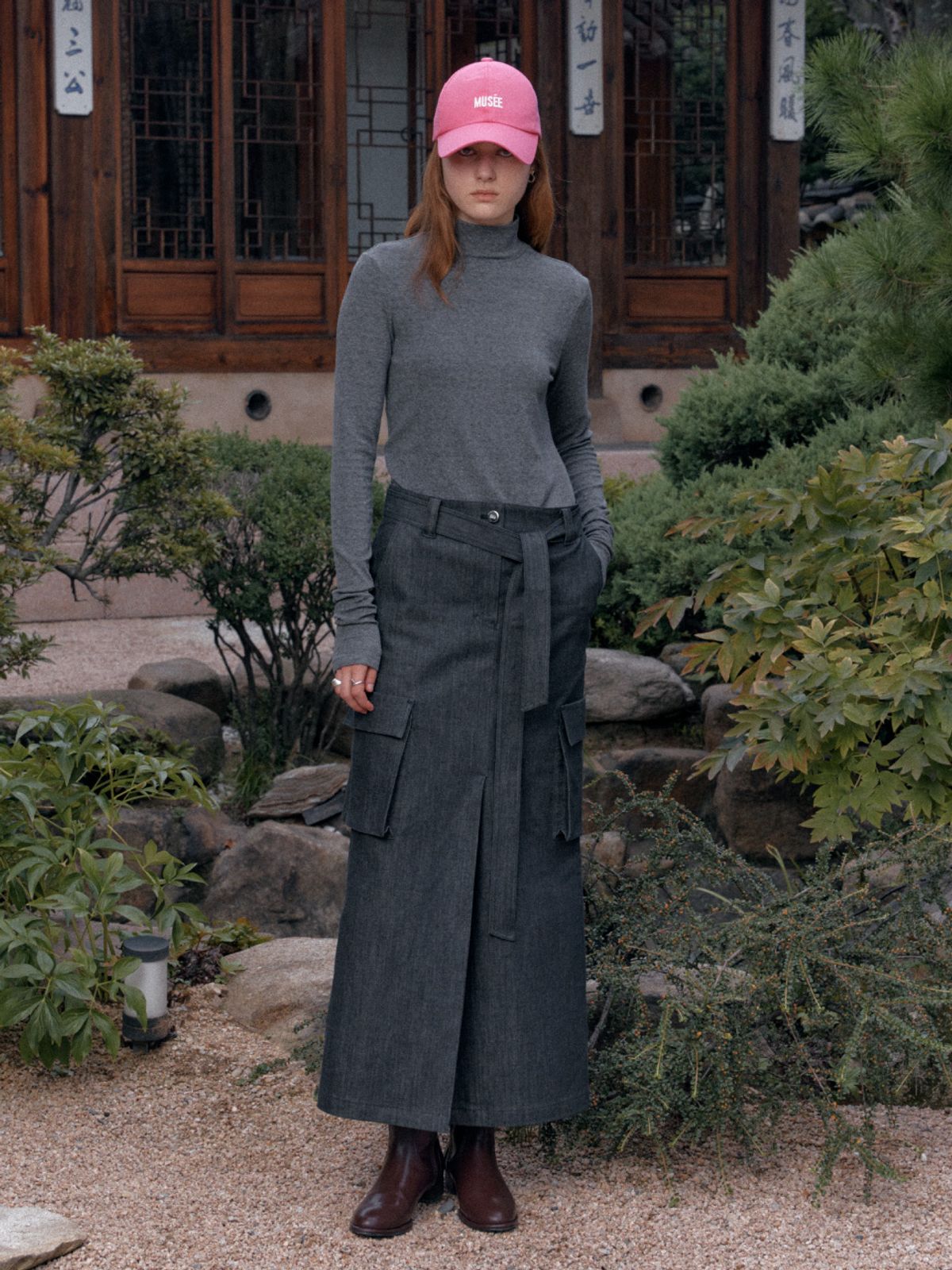 뮤제(MUSEE) SIENNA Wool-Blend Turtleneck Top-Gray