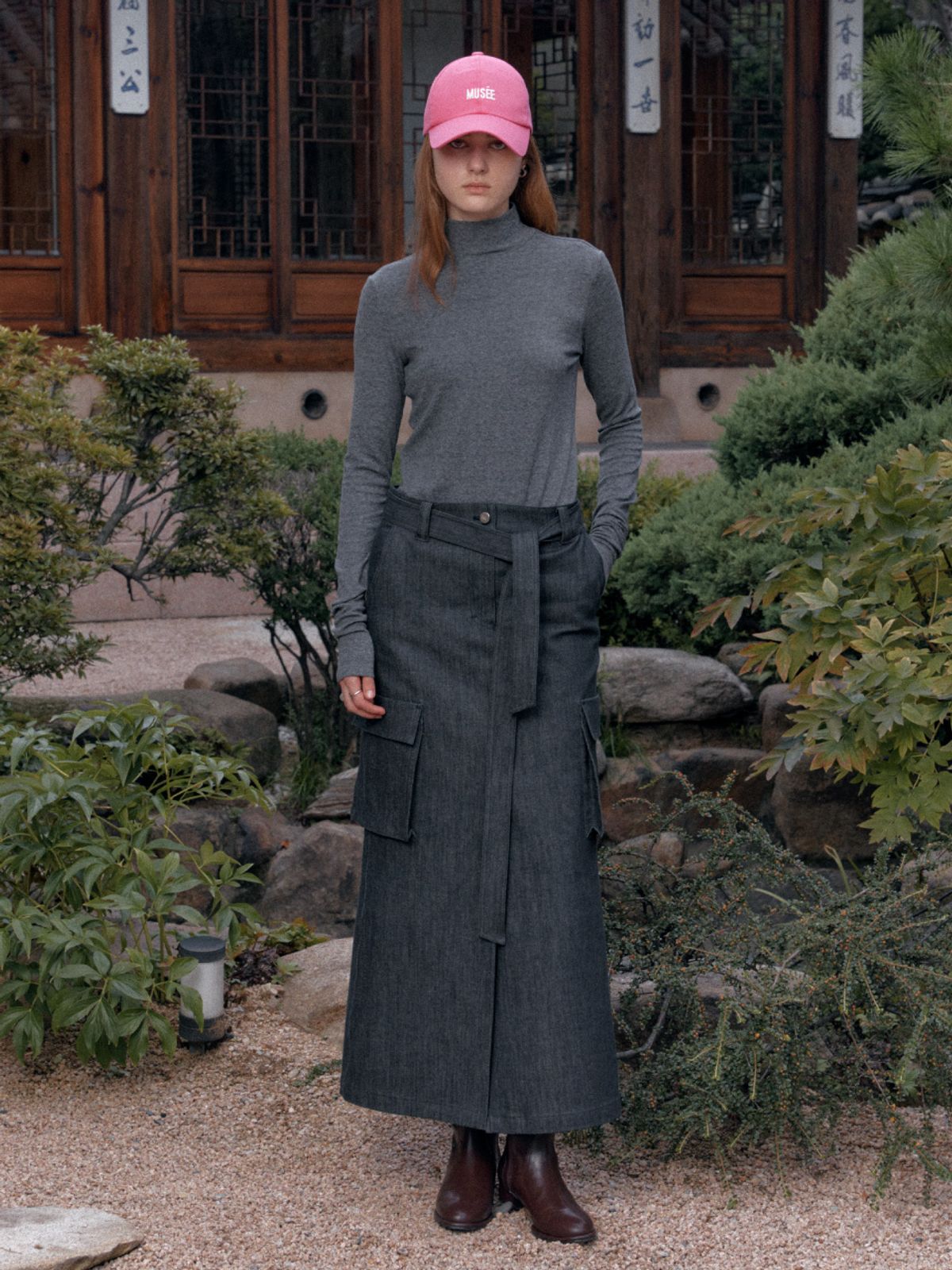뮤제(MUSEE) SIENNA Wool-Blend Turtleneck Top-Gray