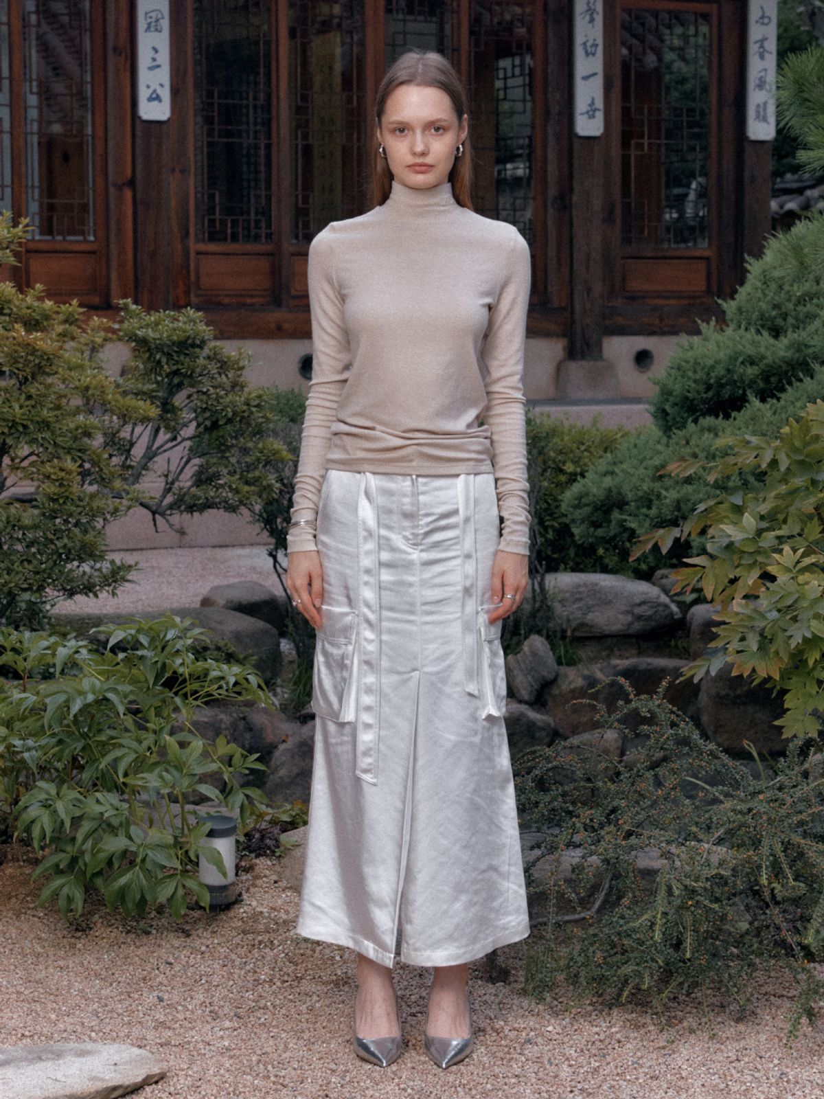 뮤제(MUSEE) SIENNA Wool-Blend Turtleneck Top-Beige