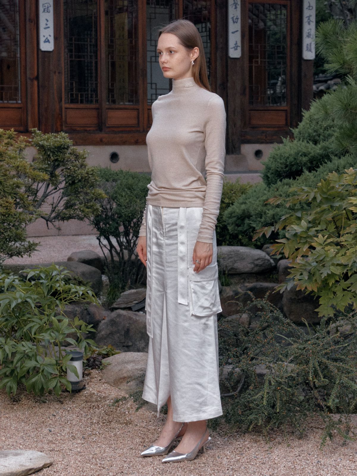 뮤제(MUSEE) SIENNA Wool-Blend Turtleneck Top-Beige