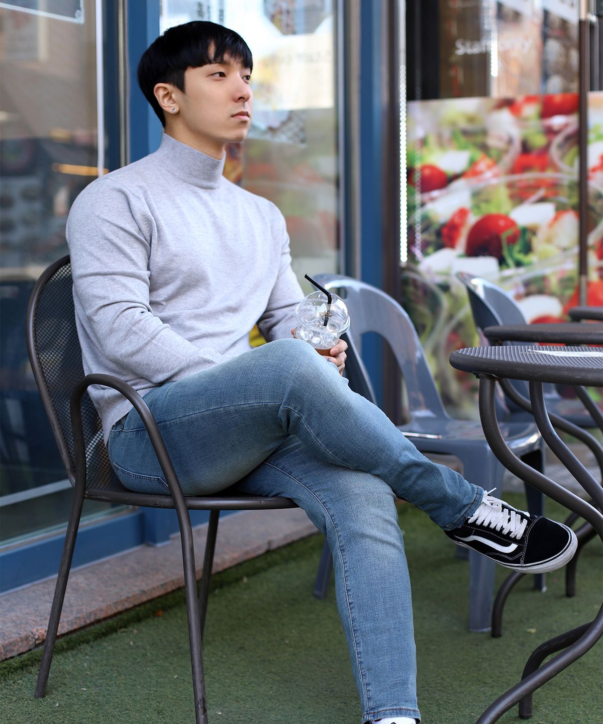 보스트핏(BOASTFIT) 부드러운 머슬핏 반폴라넥 긴팔 니트 B206
