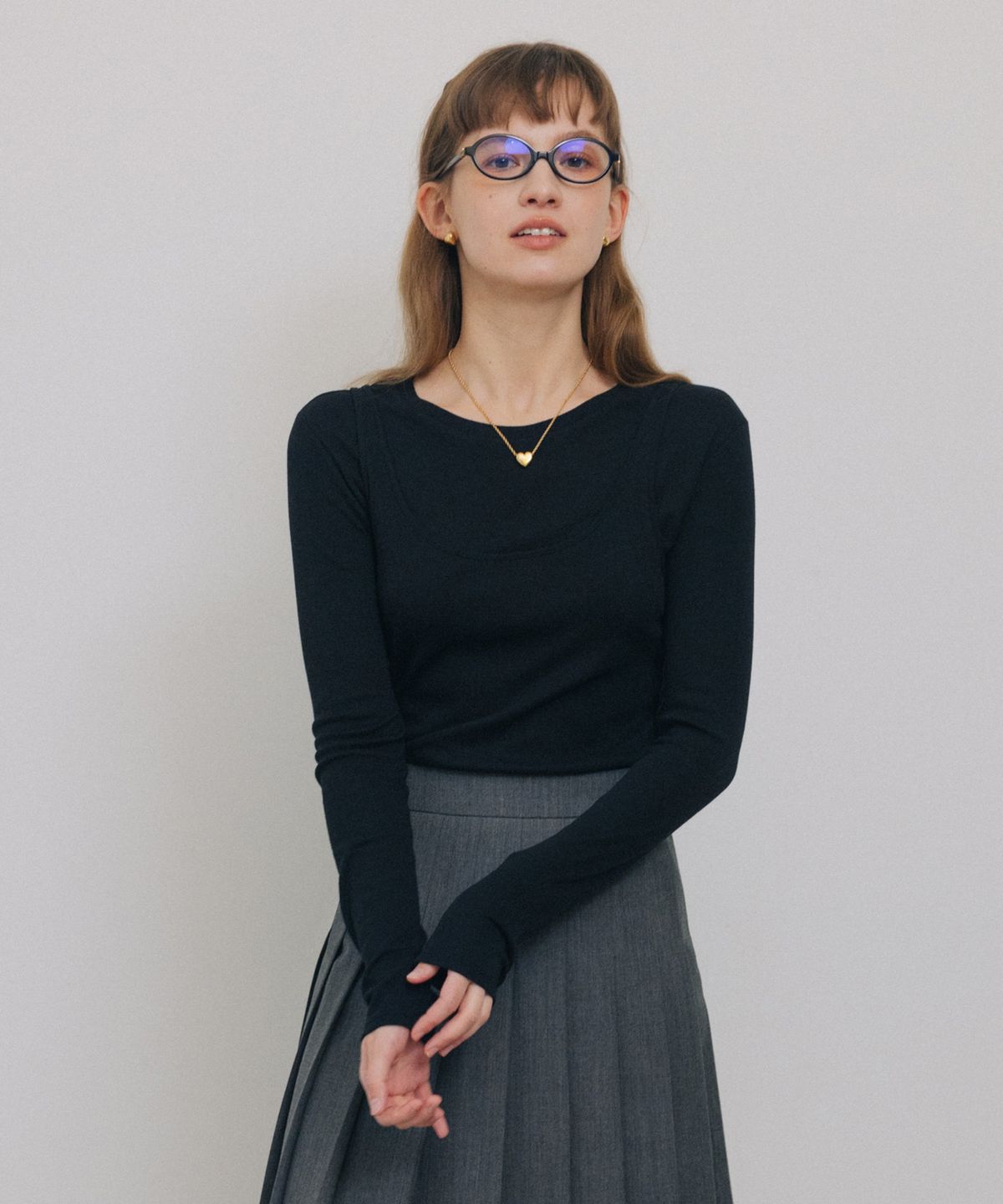 튜드먼트(TTUDEMENT) LAYERED LONG SLEEVE T-SHIRT BLACK