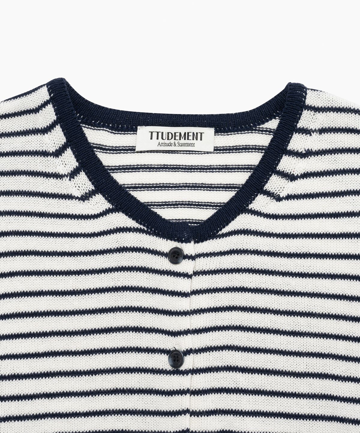 튜드먼트(TTUDEMENT) STRIPE CREWNECK CARDIGAN IVORY