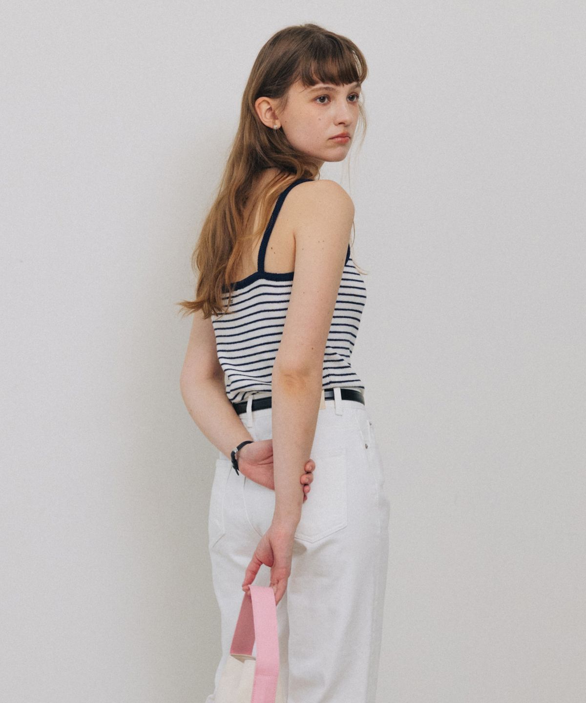 튜드먼트(TTUDEMENT) STRIPE SLEEVELESS KNIT TOP IVORY