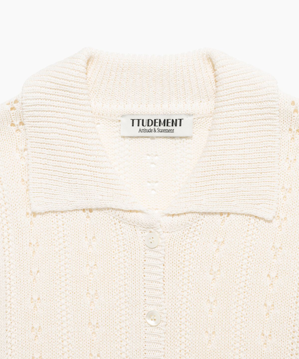 튜드먼트(TTUDEMENT) PUNCHING KNIT CARDIGAN IVORY