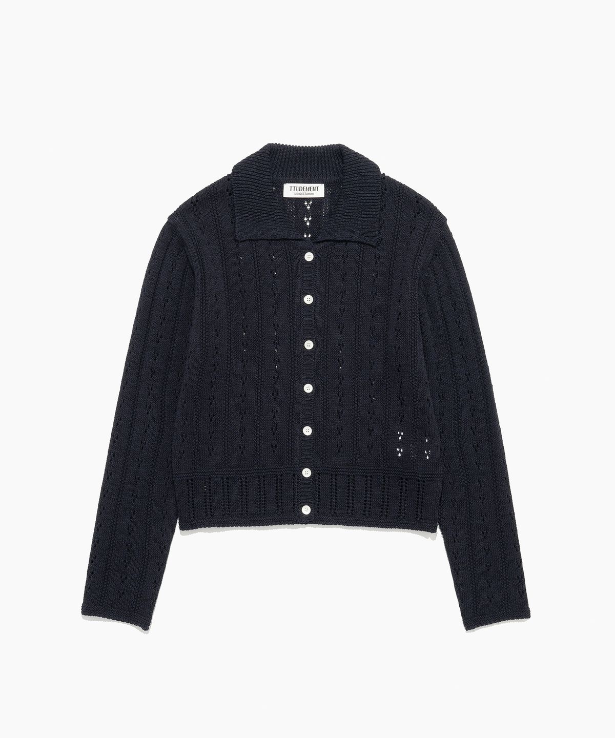 튜드먼트(TTUDEMENT) PUNCHING KNIT CARDIGAN NAVY