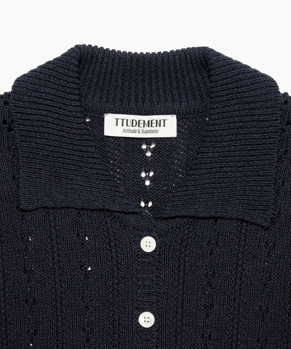 튜드먼트(TTUDEMENT) PUNCHING KNIT CARDIGAN NAVY
