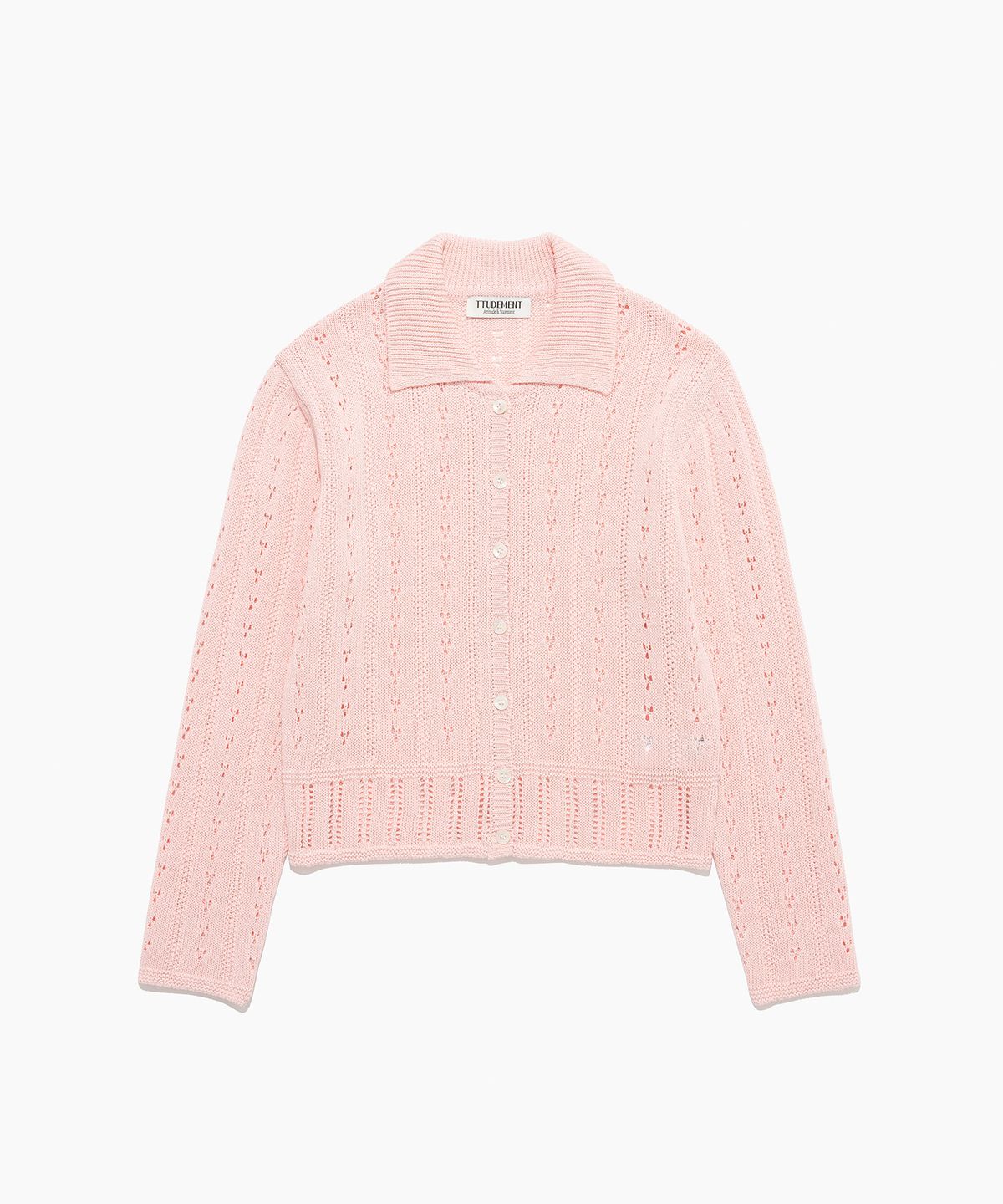 튜드먼트(TTUDEMENT) PUNCHING KNIT CARDIGAN PINK
