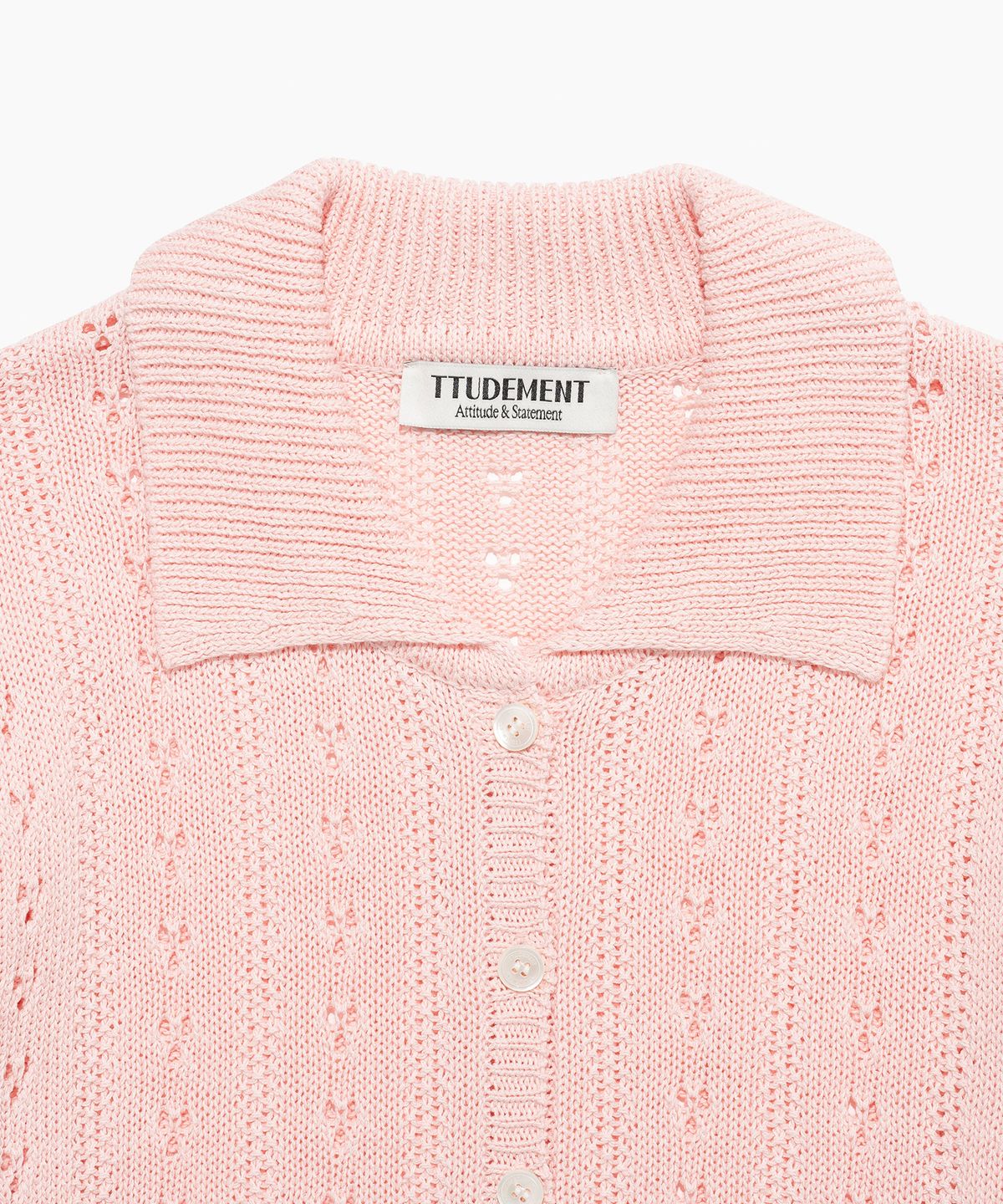튜드먼트(TTUDEMENT) PUNCHING KNIT CARDIGAN PINK