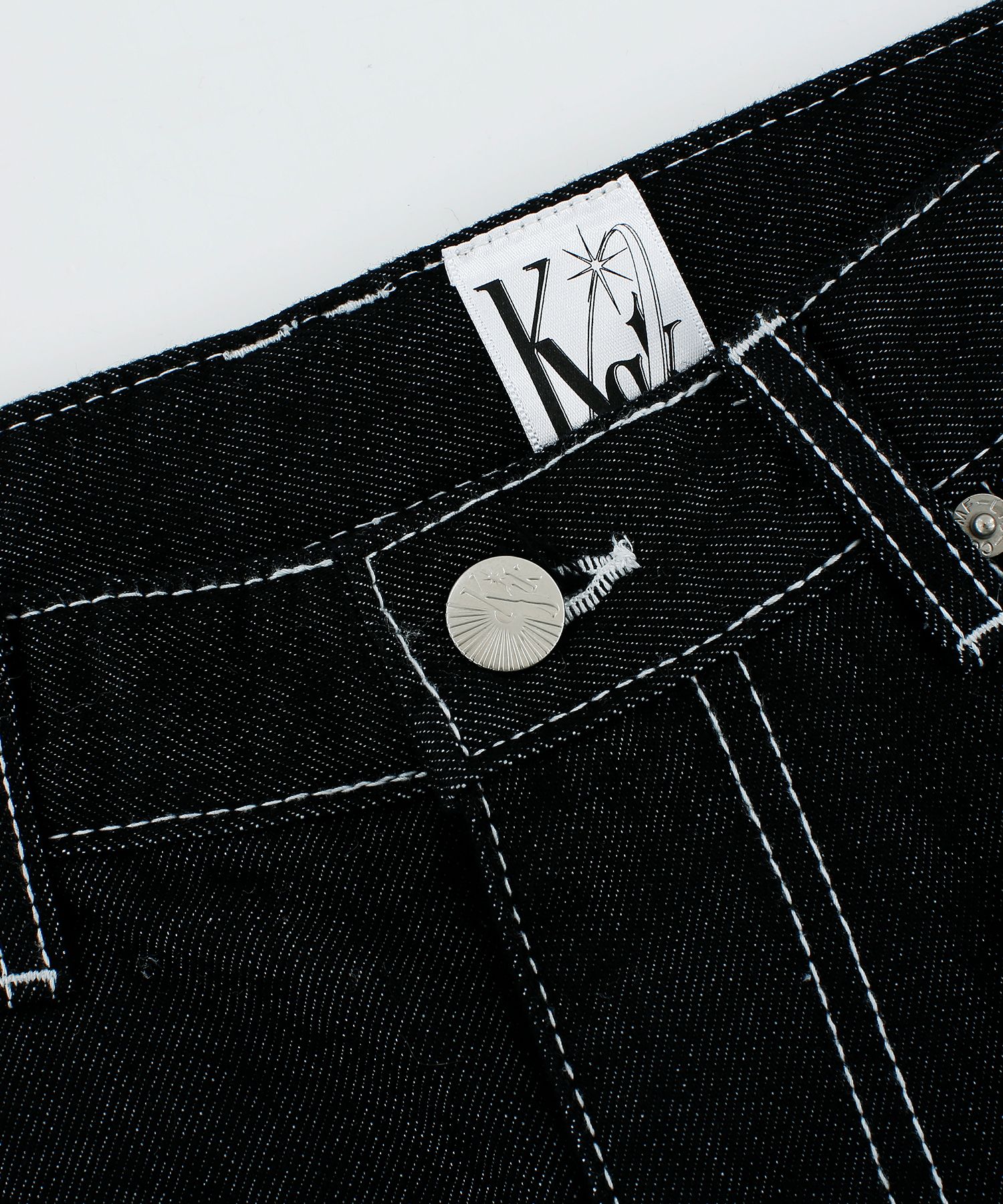 MUSINSA | KASHIKO Embroidered Nonfade Denim Pants - Black