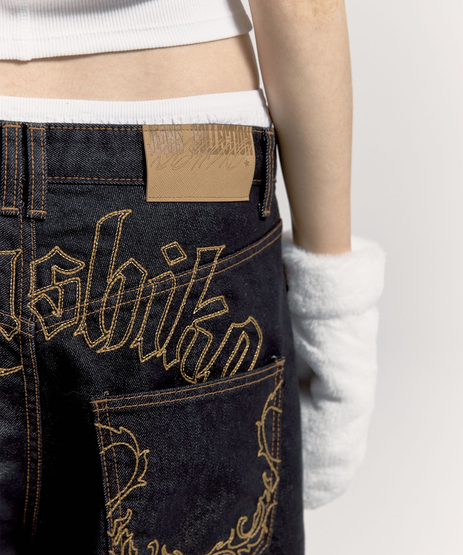 【Kashiko】Embroied Nonfade Denim Pants BLUE BLACK☆ MUSINSA | KASHIKO Embroidered Nonfade Denim Pants - Blue