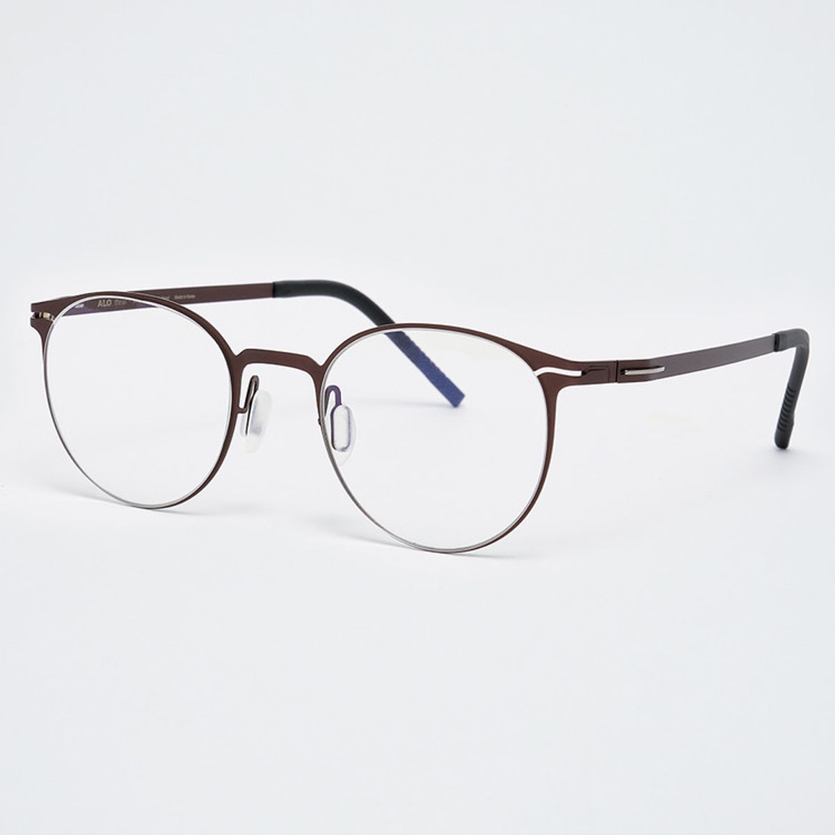 알로아이웨어(ALO EYEWEAR) [The air_flat] AL8304 1616M 초경량 세미오버 라운드 브라운 안경테