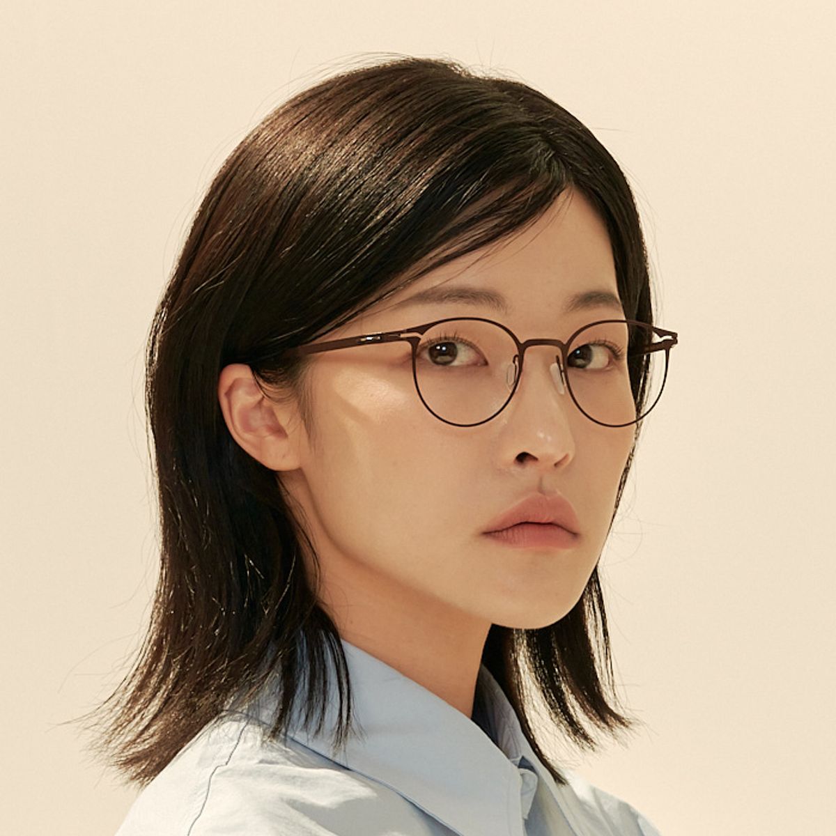 알로아이웨어(ALO EYEWEAR) [The air_flat] AL8304 1616M 초경량 세미오버 라운드 브라운 안경테