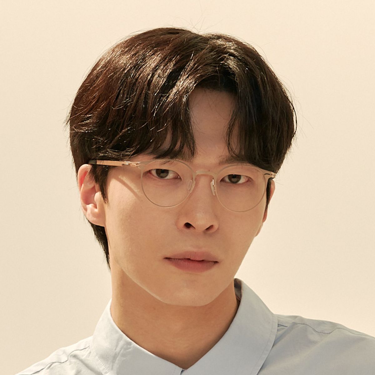 알로아이웨어(ALO EYEWEAR) [The air_flat] AL8304 1414M 초경량 세미오버 라운드 골드 안경테
