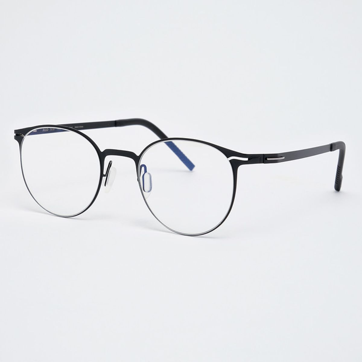 알로아이웨어(ALO EYEWEAR) [The air_flat] AL8304 0909M 초경량 세미오버 라운드 블랙 안경테