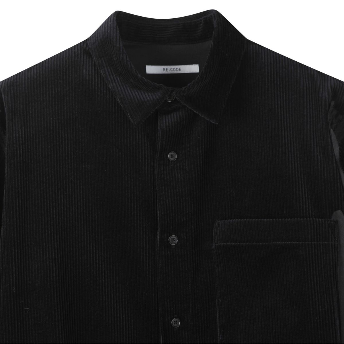 래코드(RECODE) Corduroy Oversized Pullover Shirts_RKSAA23618BKX