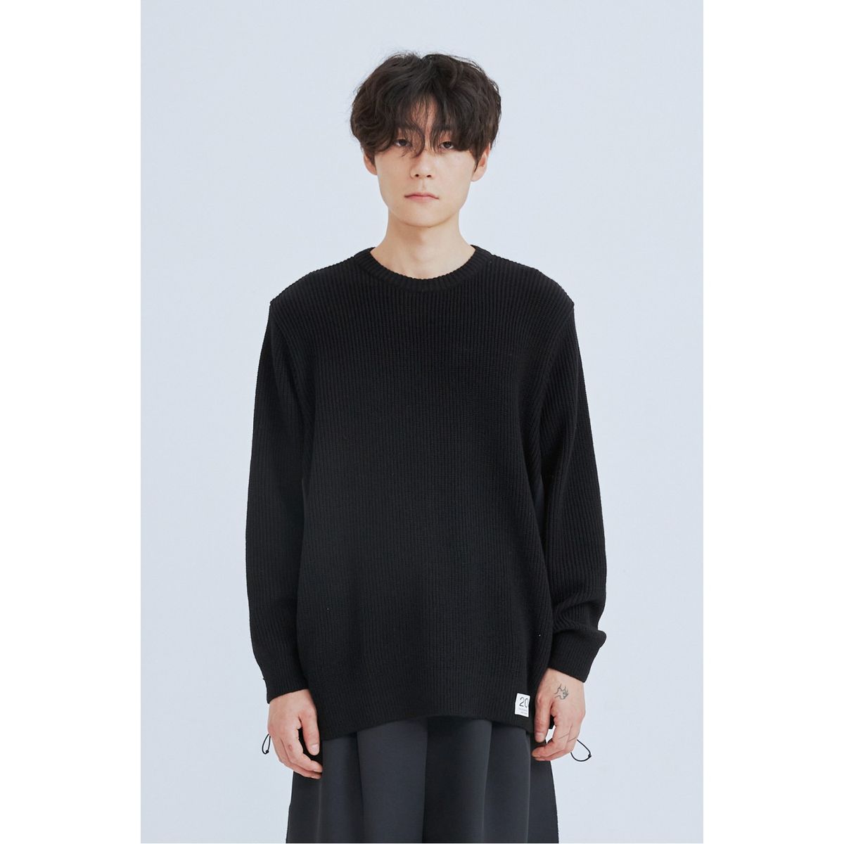 래코드(RECODE) Panel Mix Knit Top_RKWAA23602BKX