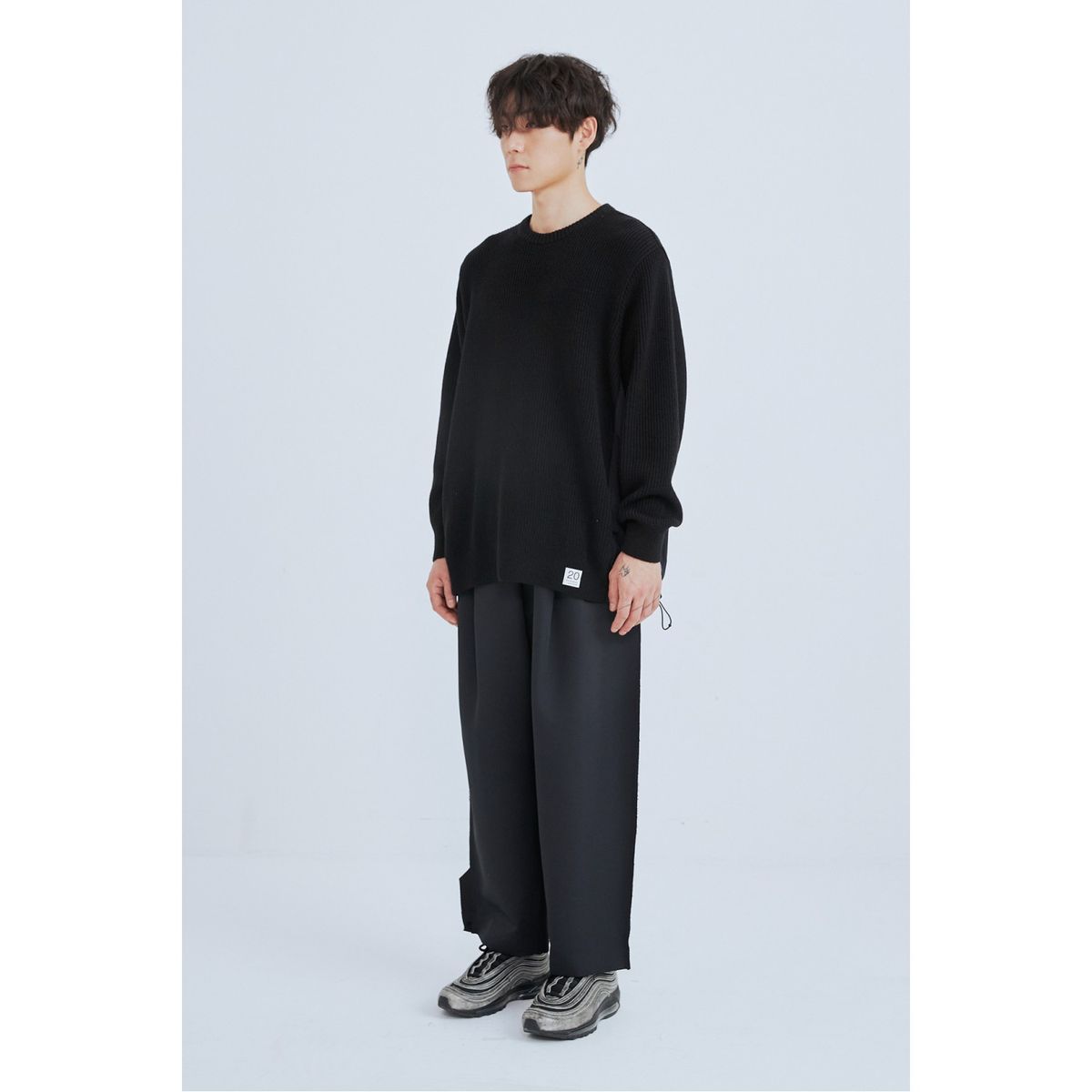 래코드(RECODE) Panel Mix Knit Top_RKWAA23602BKX