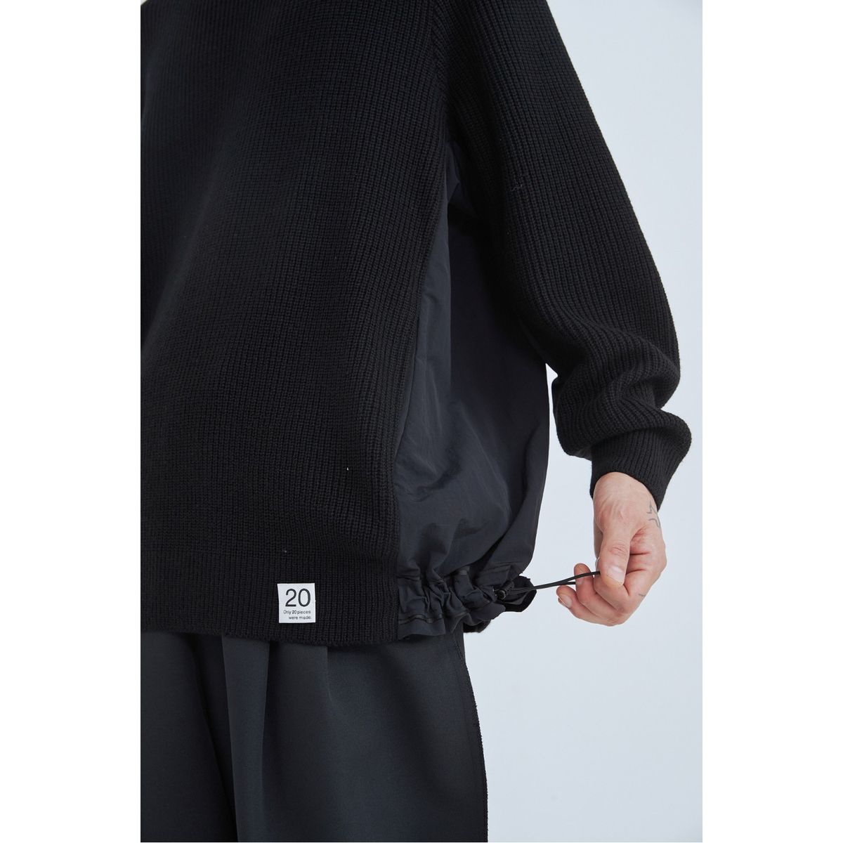 래코드(RECODE) Panel Mix Knit Top_RKWAA23602BKX
