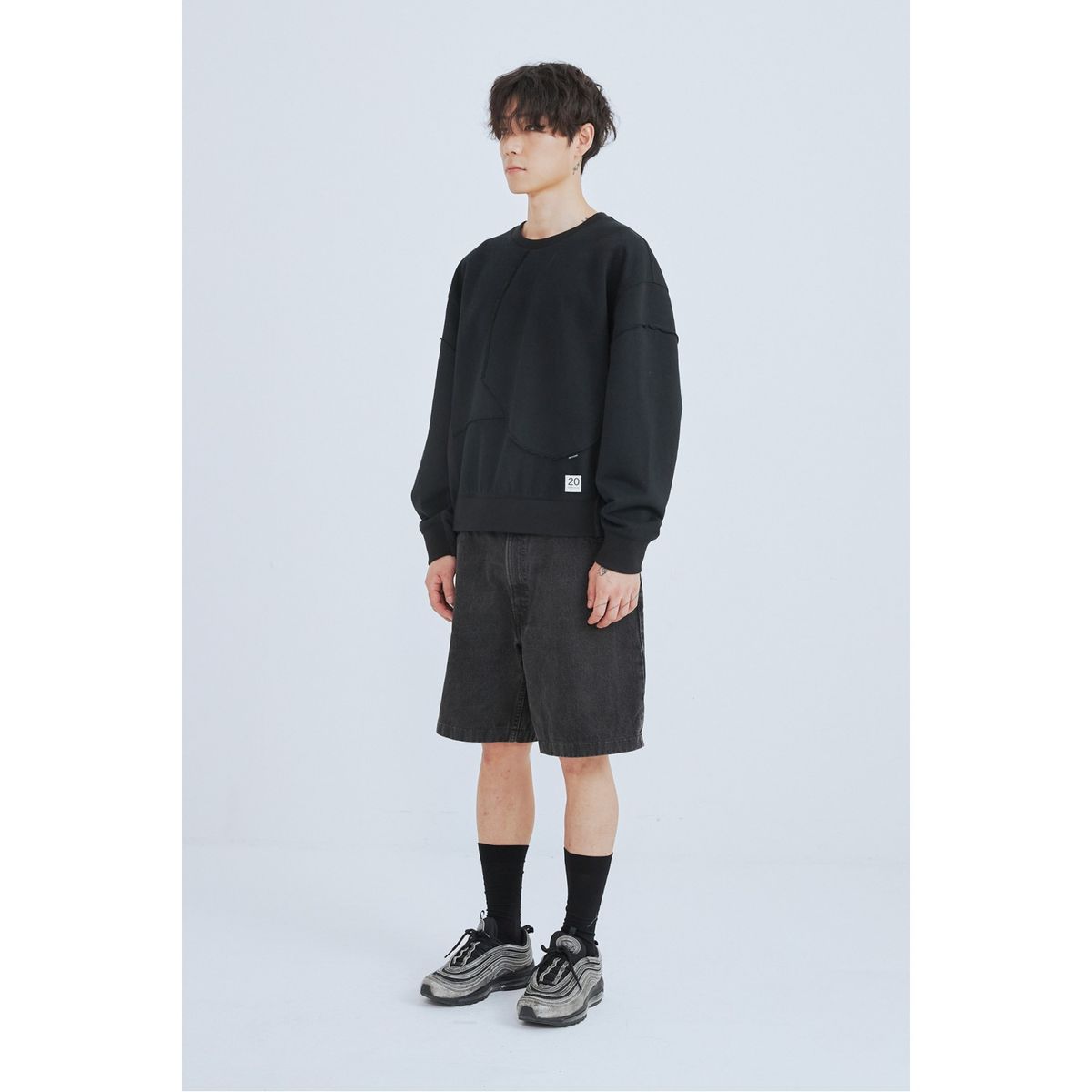 래코드(RECODE) Fabrics Puzzle Sweatshirts_RKTAA23605BKX