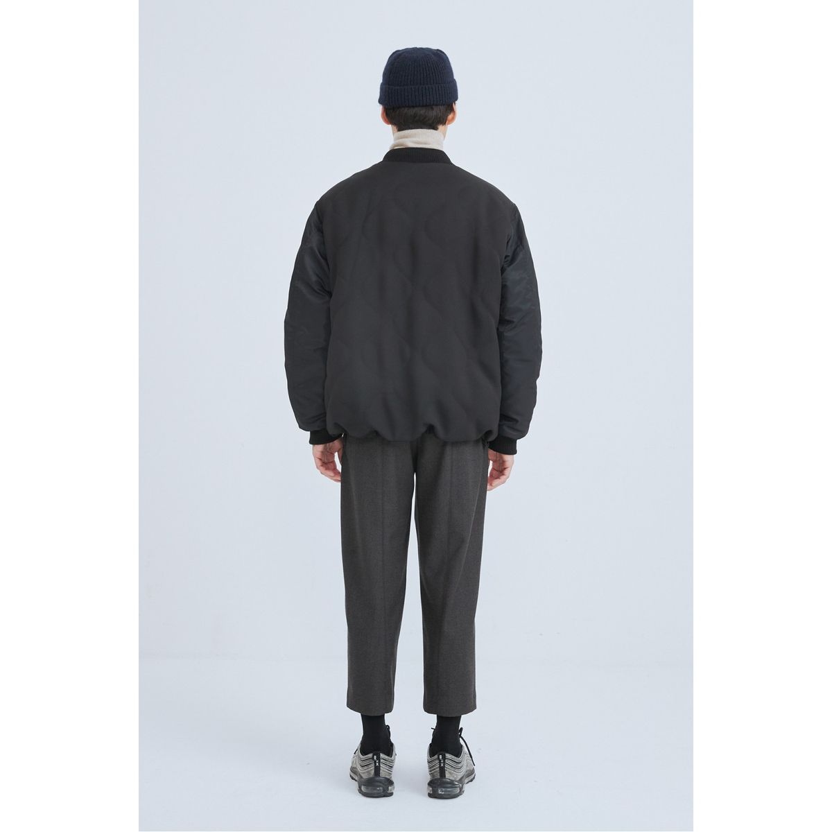 래코드(RECODE) Patchwork Bomber Sleeve Jumper_RKUAW23616BKX