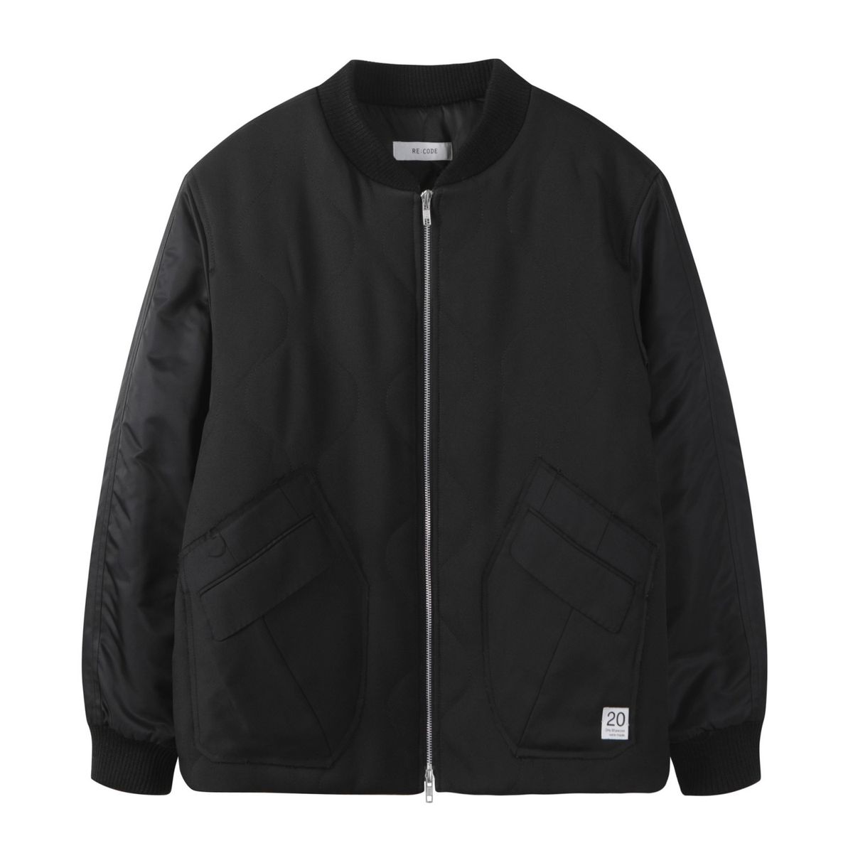 래코드(RECODE) Patchwork Bomber Sleeve Jumper_RKUAW23616BKX