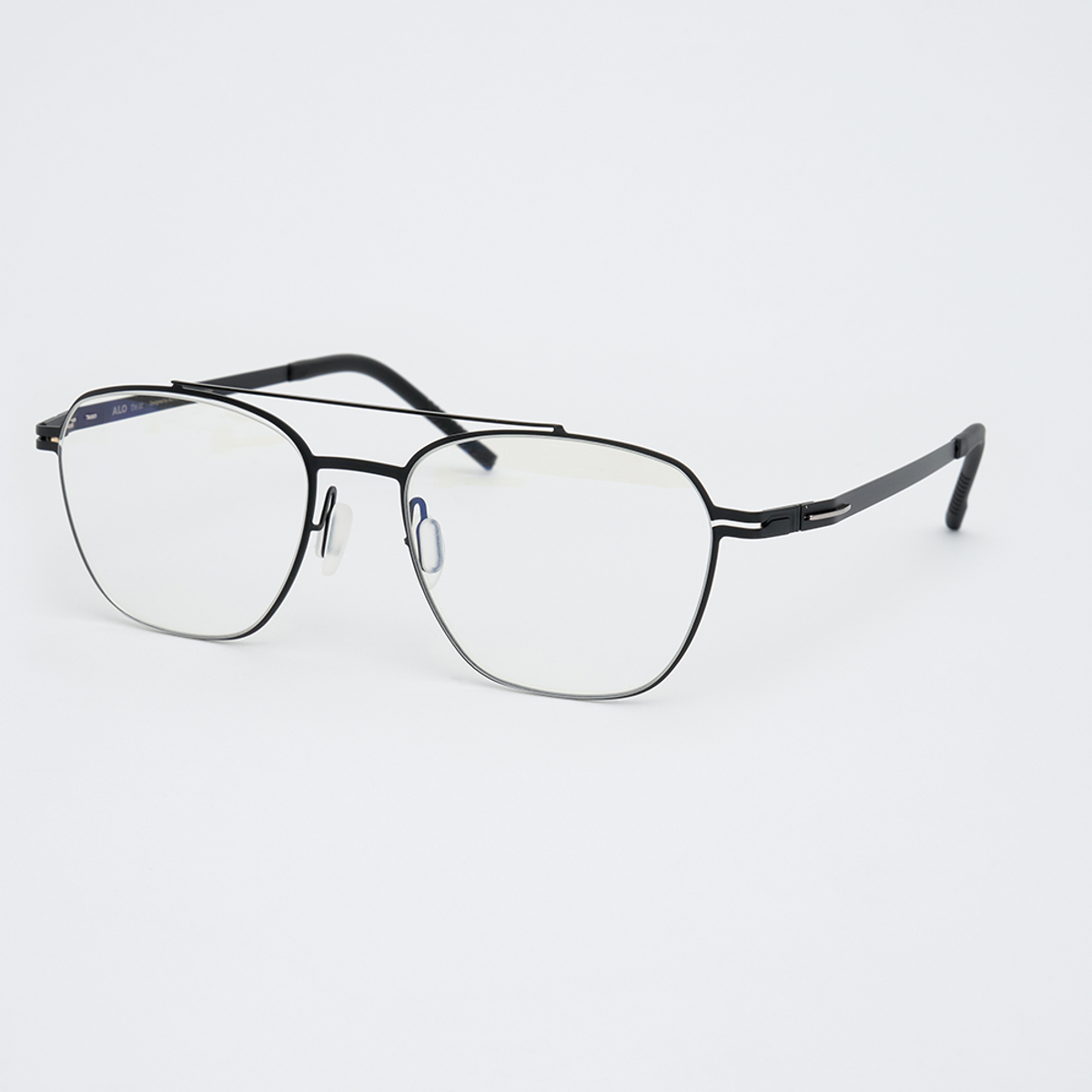 알로아이웨어(ALO EYEWEAR) [The air_flat] AL8307 0909M 초경량 투브릿지 레트로 스퀘어 블랙 안경테