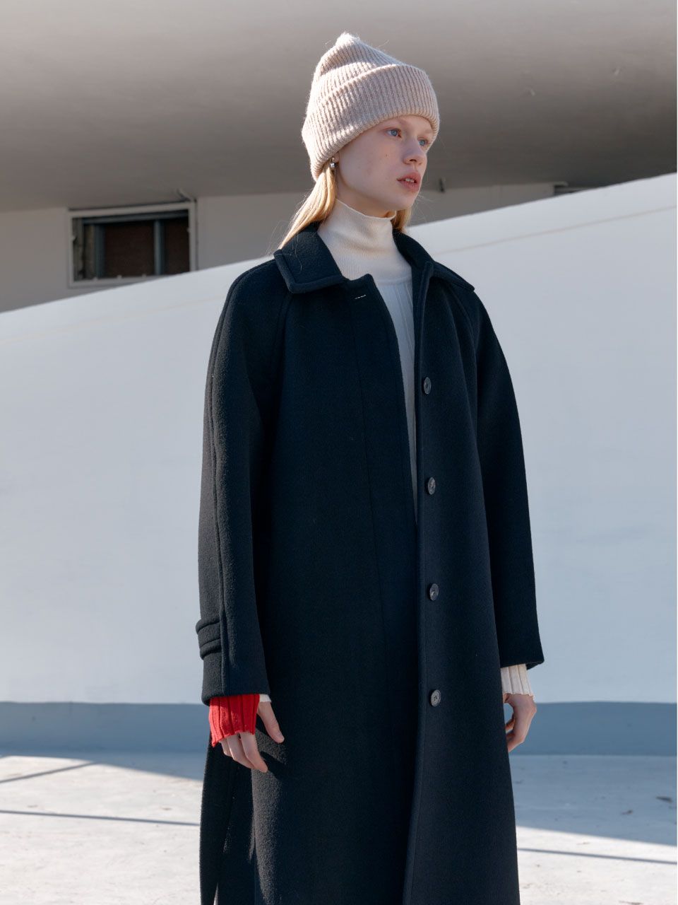 コート |MUSEE| NOIR Cashmere Classic Belted Coat_Dark Black MUSINSA公式 | MUSEE NOIR Cashmere Belted Balmacaan Coat-Dark