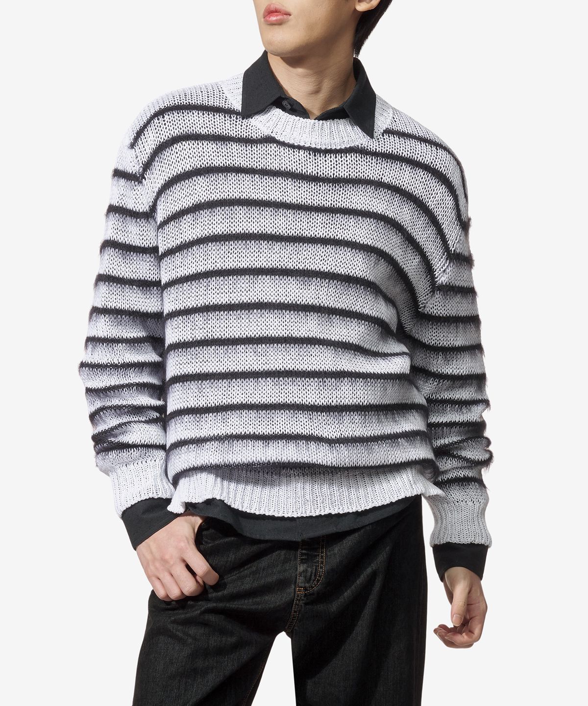 마르니(MARNI) 브러쉬드 스트라이프 니트 - 릴리 화이트 / GCMG0381Q0UFCB21RGW01